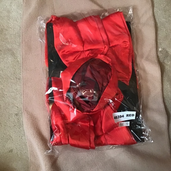 NWT Katherine’s Collection Red Satin scarf w/removable flower accent, 64” long - Picture 11 of 13